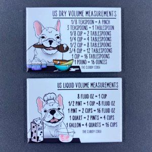 White French Bulldog Measuring Chart Magnet Set Dog Kitchen Cooking Baking Guide